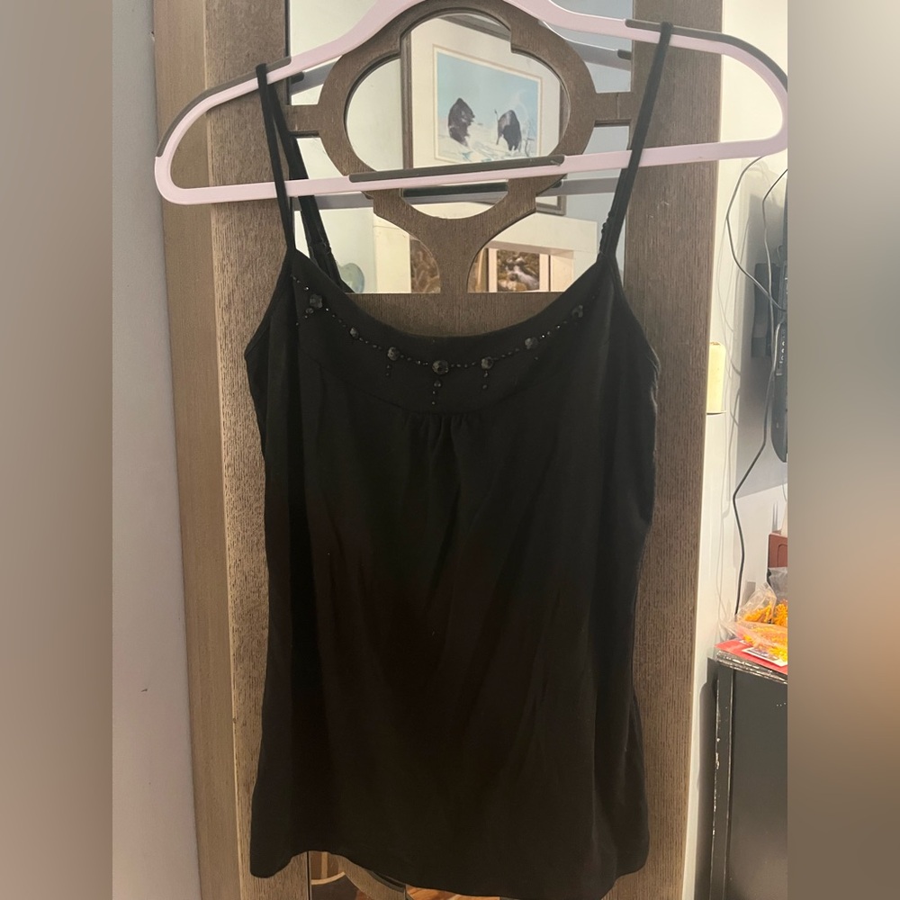Ann Taylor black beaded dress tank top size S